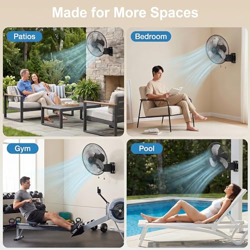 ZMRTDWO 18 Inch Oscillating Wall Mount Fan 3 Speed High Velocity Cooling