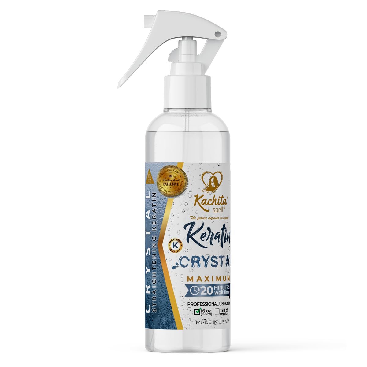 NEW Keratin Crystal Maximun Kachita Spell 20 min Express HairTreatment 16 floz long Lasting Blowout Professional Results Straightening and Smoothing Queratina Keratina (16 oz)