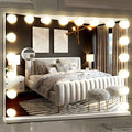 26x22 Inch Hollywood Vanity Mirror with 18 Dimmable LED Bulbs - Wall or Desk Mount