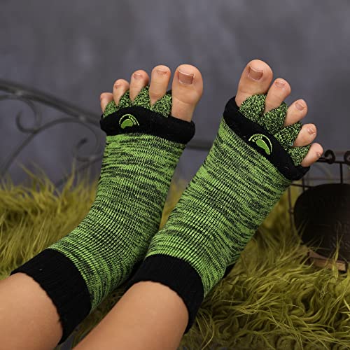 X-Large Green & Black Toe Separator Socks for Foot Alignment Men Women