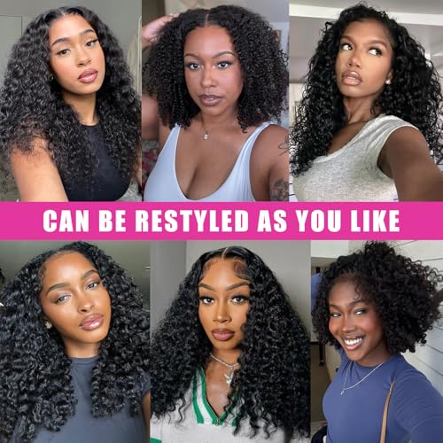 Kinky Curly Clip-In Hair Extensions Human Hair 24 Inch Black Women Natural Color - Black JC Variation