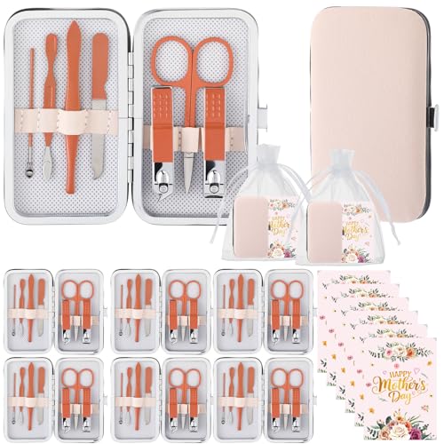 Pink Mothers Day Nail Care Gift Set with Case - 6-Piece Manicure Kit for Women & Mom