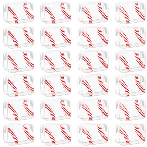 24 Pcs Clear Baseball Makeup Bags - Sporty Waterproof Travel Organizer Set