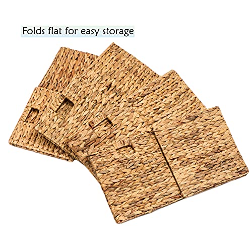 Foldable Hyacinth Storage Baskets Set of 4 - 12 Inch Unlined