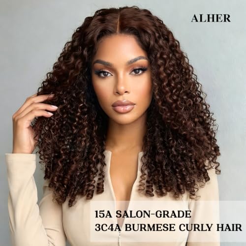 Chocolate Brown Burmese Curly 2x6 HD Lace Closure - 10 Inch