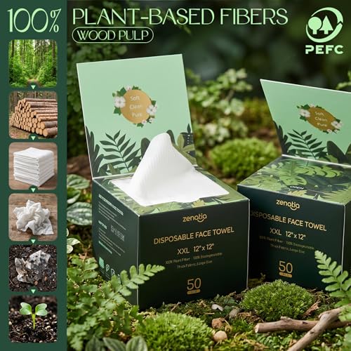 Disposable Face Towels - XXL 12x12 Inch 200 Count, Soft & Hygienic for Travel & Skincare