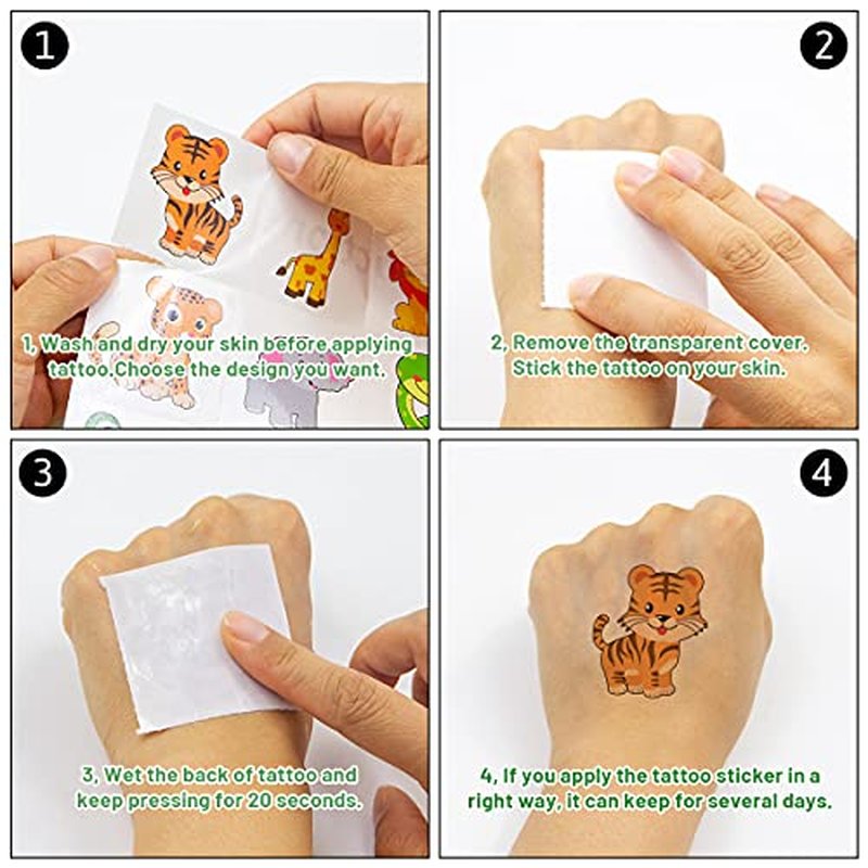 Fancy Land Animal Tattoos for Kids Safari Jungle Temporary Tattoo for Animals Birthday Party Favors Goodie Bag Stuffers 60Pcs (Pack of 2)