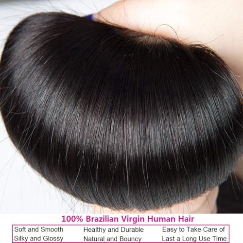 Black Straight Human Hair Bundles 14 Inch - Natural Virgin Brazilian Hair