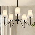 FIYUEOYI 5-Light Black Modern Farmhouse Chandelier with White Fabric Shade - Variation Black & White