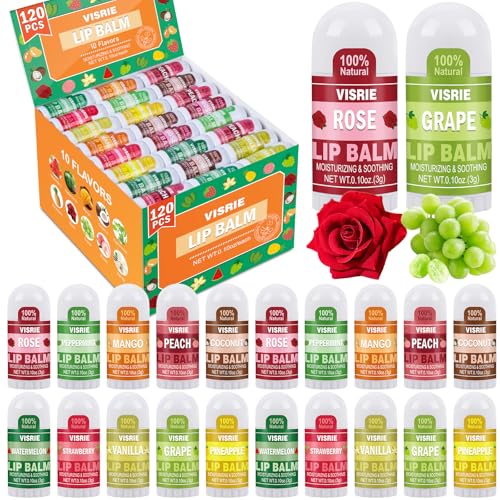 120 Pack Mini Lip Balm Bulk Set - 10 Assorted Flavors, 0.1oz - Pocket Size