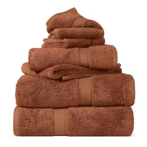 Rust - Superior Egyptian Cotton 6-Piece Towel Set Ultra Plush & Absorbent