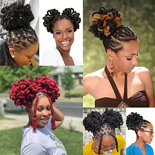 Yinmei Baibian 8 Inch 4# Dreadlocks Bun Ponytail Hair Extensions 2Pcs for Black Women