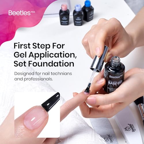Beetles Pro Gel Base Coat? 20ml Each, Hema-Free & Self-Leveling Long-Lasting to 28 Days - Soak-Off Gel for LED/U V Lamps, Professional Salon Manicure