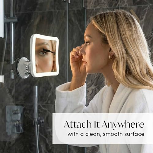 Fancii Rechargeable 10X Magnifying Lighted Makeup Mirror - White, Dimmable & Portable