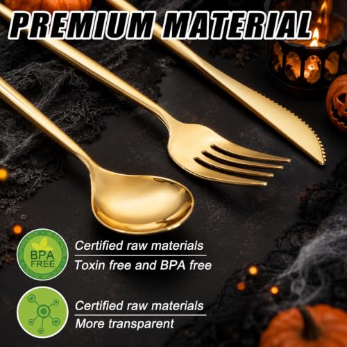 SUT 600-Piece Gold Plastic Cutlery Set Heavy Duty Disposable Utensils for Events
