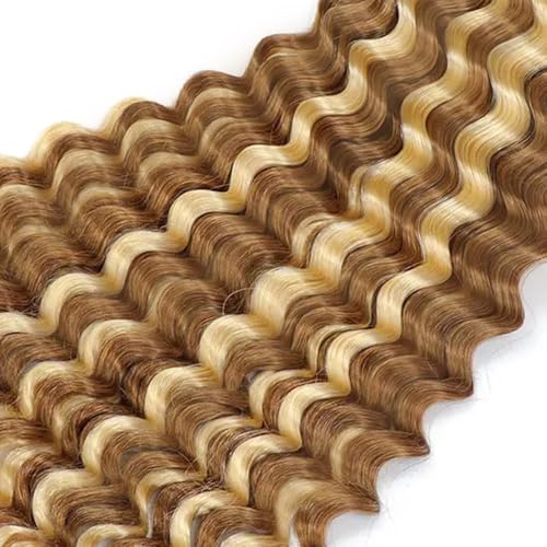 Highlight Blonde Deep Curly Braiding Hair 16 Inch Human Hair for Boho Braids - 150g