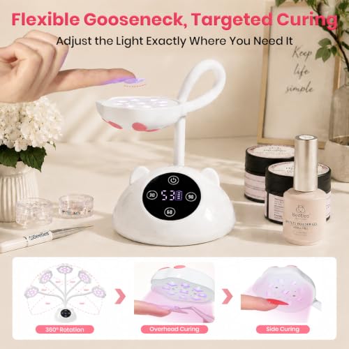 Beetles Cordless Gooseneck UV LED Nail Lamp 2000mAh Flash Cure - White