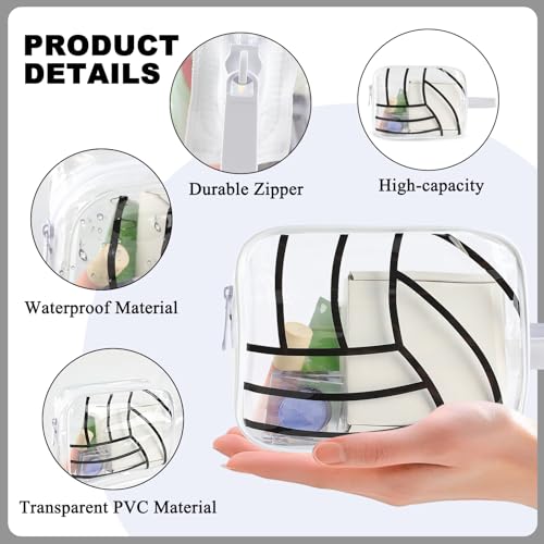 Volleyball Cosmetic Bag 16PCS Waterproof Clear PVC Travel Organizer - Team Gift