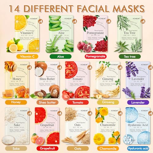C-56 Pack Facial Masks - Hydrating Sheet Masks for Women Skincare Gift Set
