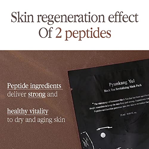 Revitalizing Black Tea Face Mask Pack with Collagen & Shea Butter - Deep Moisturizing Korean Facial Sheet 25ml x 10