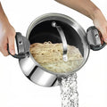 8 Qt Stainless Steel Stock Pot with Strainer Lid - Multipurpose Pasta & Cooking