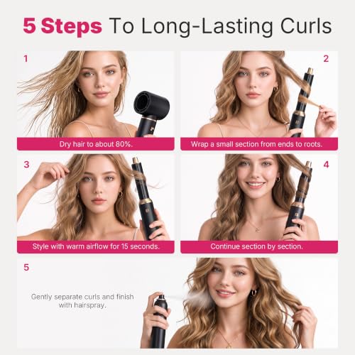 UKLISS 5-in-1 Hair Dryer Brush Set Black Gold - All-in-One Styling Tool