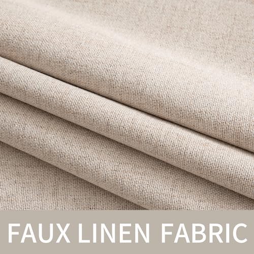 MIULEE Blackout Linen Curtains for Bedroom 62x96 Inches Beige Pack of 2