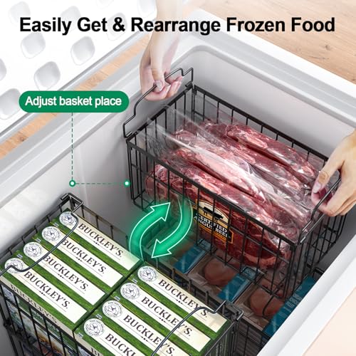 Black Freezer Organizer Bins 6 Pack for 5/7 Cu.FT Deep Freezer