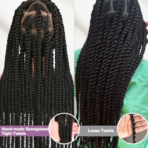 WIGER 360° HD Full Lace Twist Braided Wig for Black Women, 32in Jumbo Senegal Twist