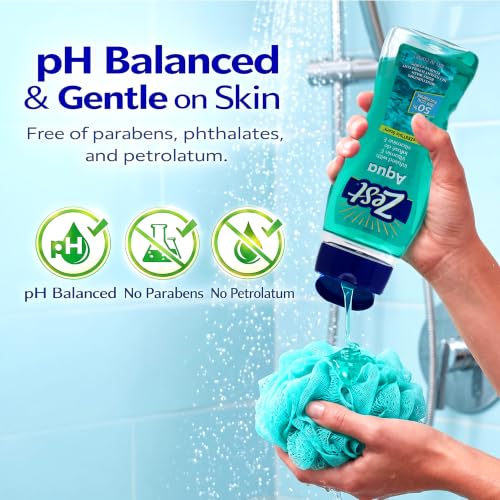 Zest Aqua Body Wash with Vitamin E - Hydrating 18oz, Pack of 3
