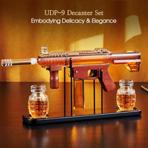 Transparent Whiskey Decanter Gift Set with 2 Grenade Glasses - Kollea