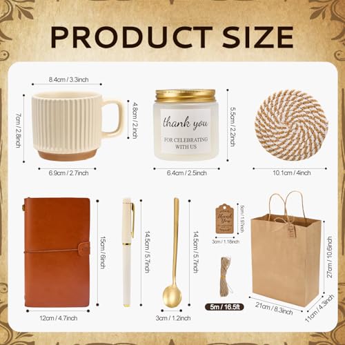 Baby Shower Game Prize Set with Ceramic Mugs, Candles & Notebooks - Brown / 4
