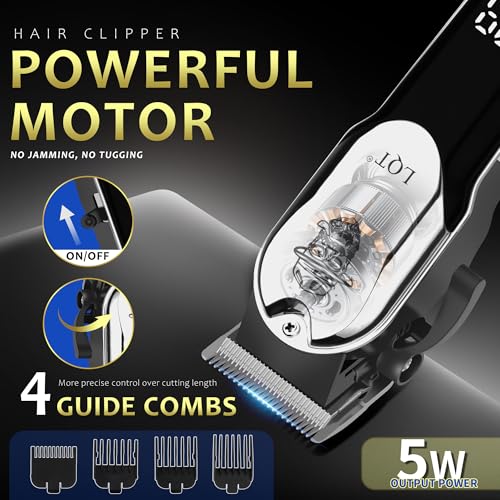 Professional Barber Kit for Men, Cordless Hair Clipper, Trimmer & Rotary Shaver Set with LED Display, USB-C Rechargeable Battery,Precision Blades,Adjustable Speeds,Low Noise,Grooming Gifts for Men