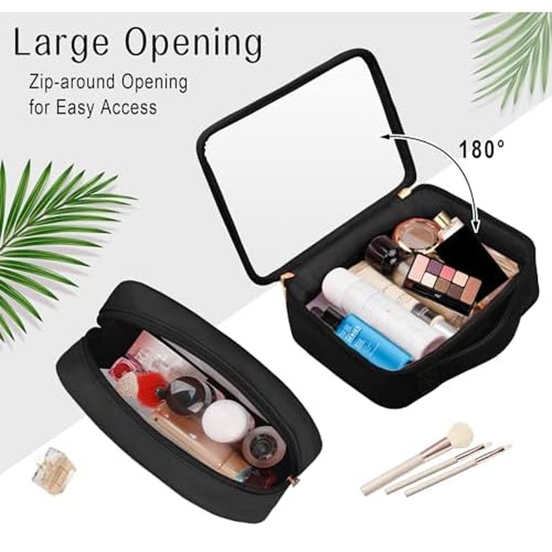 Clear Makeup Bag TSA Approved Toiletry Bag Waterproof Cosmetic Bag for Women Black 2Pcs