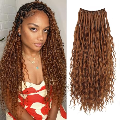 AIBEO 18 Inch Boho Faux Locs Curl Crochet Hair 7 Pack Pre-Looped Goddess Style