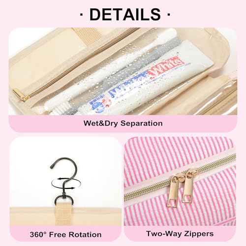 TOPEAST Personalized Hanging Travel Toiletry Bag - Pink G