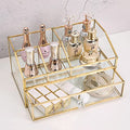 5-Compartment Glass Makeup Brush Organizer Jewelry Display Box - Nordic Style