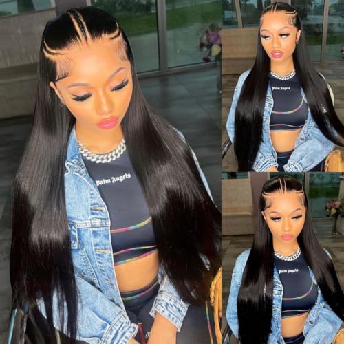 Black Lace Front Wig for Women - Pre Plucked, 13x6 HD Transparent Lace, 26 Inches, Variation: Black Wig