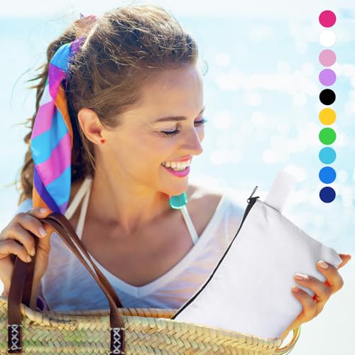 40 Pack Canvas Makeup Bags Bulk Zippered Pouches 10 x 5 x 2 Inch