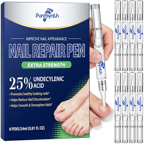 White Extra Strength Nail Repair Pen - 25% Undecylenic Acid, Aloe & Vitamin E, 8-Pack
