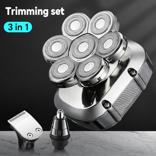 7-in-1 Waterproof Electric Shaver for Men with Nose Hair Trimmer & Clipper - Cordless Dry & Wet Grooming Kit