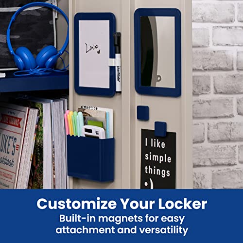Blue Adjust-A-Shelf Locker Organization Kit with Mirror & Whiteboard - 6 Pieces