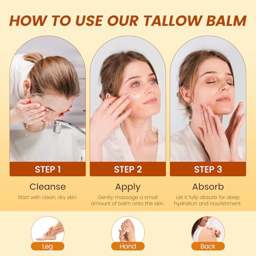 Whipped Beef Tallow and Manuka Honey Balm, Beef Tallow for Face, Unscented Skin Care for Dry and Sensitive Skin, Natural Tallow Balm for Hydration and Nourishment, 4 fl.oz