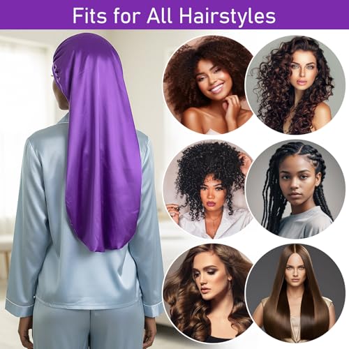 6 Pack Satin Hair Bonnets for Women – Large Silky Sleep Caps with Tie for Curly & Braided Hair, Red