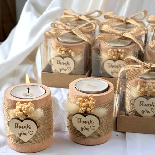 40 Pack Rustic Tealight Candle Holders Wedding Favors Bulk Set - Gift Box Included