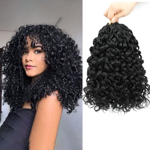 Naniciar Pre Looped Gogo Curl Crochet Hair 14 Inch 8 Packs Short Deep Wave for Women (Variation 1B)
