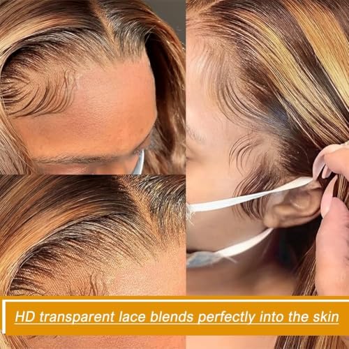 13x6 Ombre Lace Front Human Hair Wig 28 Inch Straight Highlight