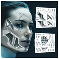 4¡¿Death Metal Cyborg Temporary Tattoo£¬Cyberpunk Costume Face Tattoos,Robot Costume Halloween Face Tattoos,Cyberpunk (cyberpunk)