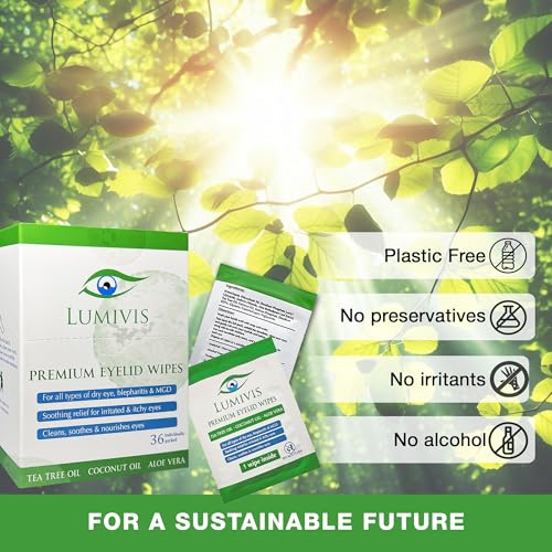 Tea Tree Oil Eyelid Wipes ? 72 Individually Wrapped Pads for Daily Eyelid Cleansing, Makeup Removal & Lash Hygiene ? Natural, Soothing Formula for Sensitive Eyes