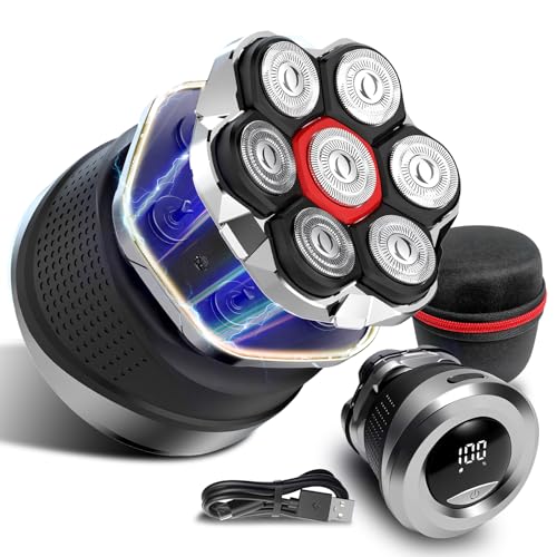 Men's Electric Rotary Shavers Bald£¬2026 Upgrade 7D Floating Electric Shaver with LED Display, IPX7 Waterproof, Type-C Fast Charge, Magnetic Heads, Travel Case - Ideal Men's Grooming Gift